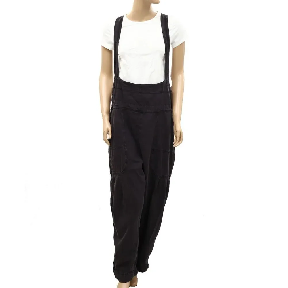 Free People We The Free Felix Tapered Overalls Jumpsuit Pinafore Black S 288031